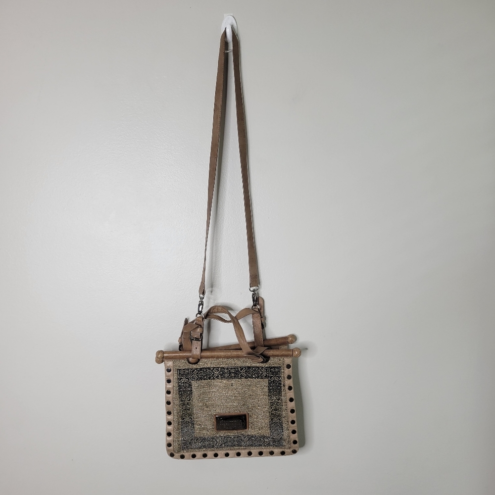 Isabella Fiore Crossbody Leather Embroidered Tapestry Bag